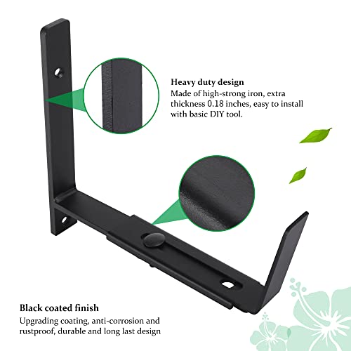 Maotong Adjustable Window Planter Box Brackets 4 Pack, Heavy Duty Wall Mount Flower Box Holder for Planter Box Depth (Front to Back) 6 to 12 Inches, Black - size: Set of 4