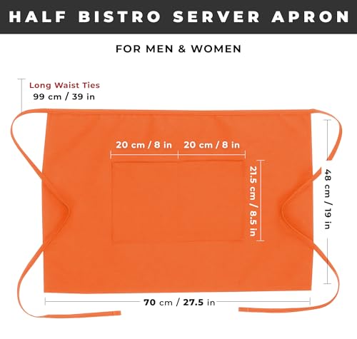 Chef Works Unisex Half Bistro Server Apron - color: Tangerine, 1 Pack
