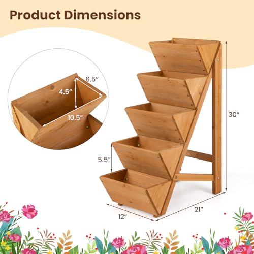 HAPPYGRILL 5-Tier Vertical Raised Garden Bed with Legs - size: 5-Tier