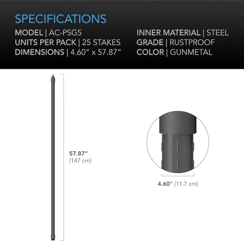 AC Infinity Garden Plant Stakes, Heavy-Duty Steel 60" - size: 60"