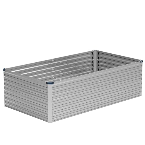 Vengarus 6x3x2ft Galvanized Raised Garden Bed,Metal Raised Beds Kit Silver - color: Silver, size: 6x3x2 ft