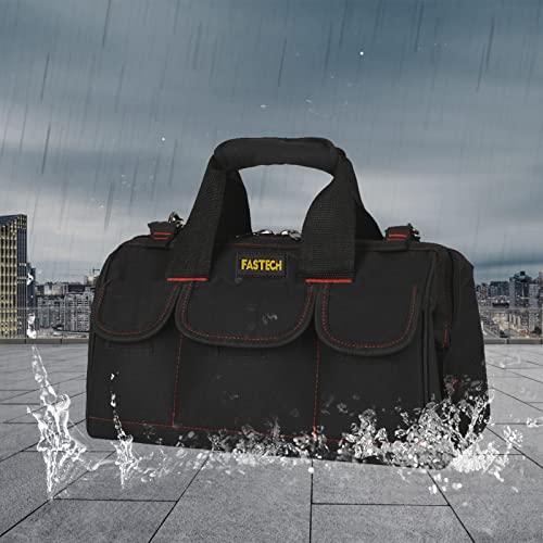 FASTECH 20-inch Heavy Duty Tools Bag with Wide Mouth for Tool Storage, Carrier and Organizer, Tote Bag for Men, Wide Mouth Tote Bag With Inside Pockets (20 Inch) - size: 20IN STANDARD
