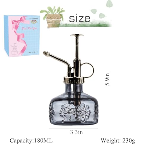 XXXFLOWER Glass Plant Mister Spray Bottle Grey 180ml/6 oz - color: Gray