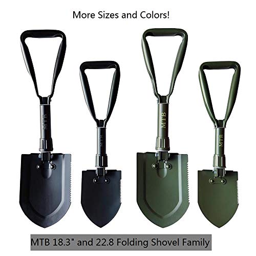 22.8 Inch Black Military Folding Camping Shovel,High Carbon Steel Entrenching Tool w/Wood Saw Edge and Tactical Carry Case - color: 22.8 IN Black