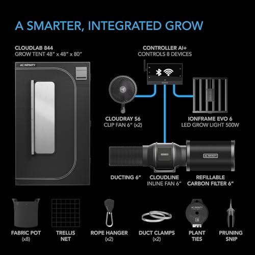 AC Infinity AI Grow System PRO 4x4, 4-Plant Kit w/ AI Controller - size: 48" x 48" x 80" PRO