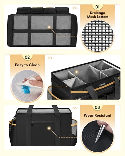 Ytonet Extra Large Cleaning Bag, Cleaning Caddy Supplies Organizer, Black - color: Black