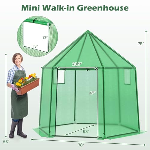 HAPPYGRILL Greenhouses for Outdoors, Portable Greenhouse with PE Cover
