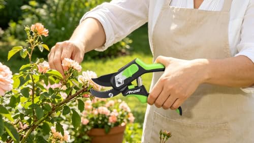 AIRAJ 8" Anvil Garden Shears,1.57” Cut Pruning Shears Garden Scissors Tools