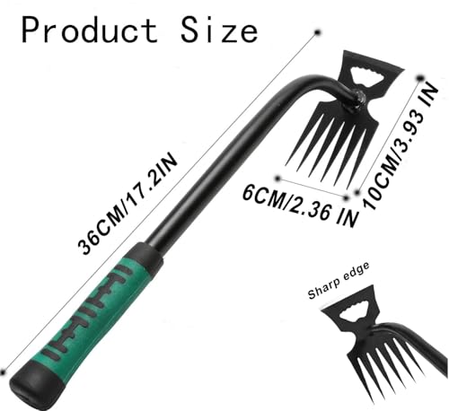 Weed Puller Gardening Hand Weeder Tools,Portable Artifact Uprooting Weeding 6 Teethes Manganese Steel Weed Removal Dual Purpose Manual Hand Pulling Tool for Lawn Garden - color: Green