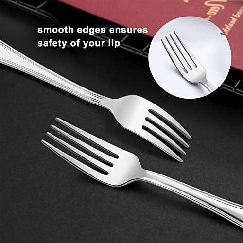 LIANYU Salad Forks Set of 12, 6.7 Inches Stainless Steel Appetizer Dessert Forks Silverware, Scalloped Edge, Dishwasher Safe