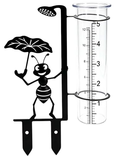 Cute Ant Rain Gauge Outdoor, Metal Gauge Stake with Acrylic Clear Tube