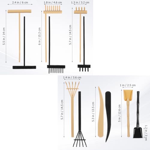 6pcs Mini Zen Garden Rake Tool, DIY Sand Zen Garden Tools for Office, Elegant Zen Garden Tools, Meditation Rock Sand Garden Accessories(Black)