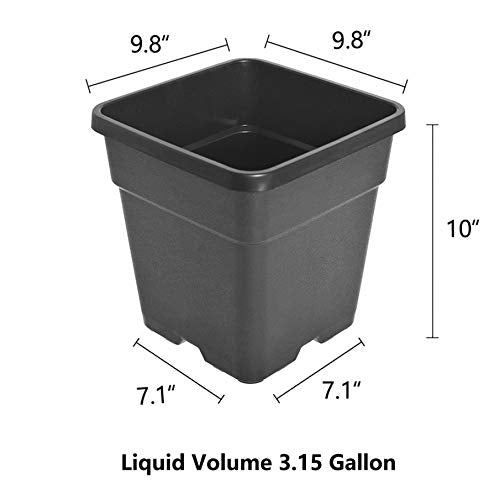 Square Nursery Pots Plant Pots Grow Pots Nursery Container for Planting Soil Plants 3.15 Gallon 10Pcs - color: Black, size: 3 Gallon