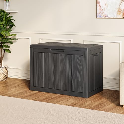 45 Gallon Outdoor Storage Box Waterproof Deck Box Patio Storage - color: Black, style: 45Gallon