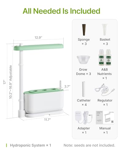 SUNCOZE Hydroponics Growing System Kit with 3 Pods for Beginners