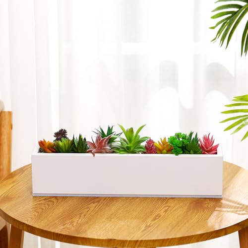 FillTouch 16.1 x 3.2 x 3.5 Inch 1 Pcs Long Rectangular Planter Box,White - color: White, size: 16.1 x 3.2 x 3.5 Inch