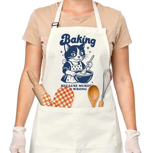 Sourdough Apron Gifts for Bakers, Adjustable Apron, Gifts for Bread Bakers, Perfect for Baking Cooking - color: Funny Cat-3