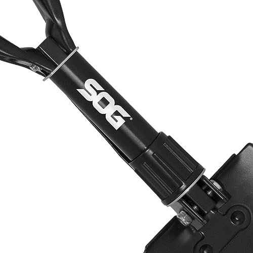 SOG Entrenching Tool- 18.25 Inch Folding Survival Shovel with Wood Saw Edge and Tactical Shovel Carry Case- Black (F08-N) - style: Standard