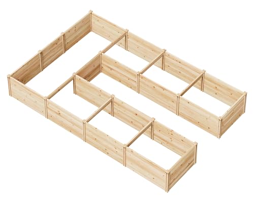 AMERLIFE U-Shaped Raised Garden Bed, 7.5Wx12Dx1.6H Outdoor Wooden Raised Garden Bed Planter with 19.6" Depth Planter Box - size: 7.5x12x1.6 FT