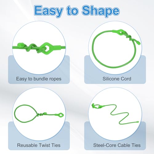 PATIKIL Rubber Twist Ties, 6 Inch Silicone Reusable Twist Ties Heavy Duty Bendable for Bundling Holding, 8 Pcs, Green - color: Green, size: 6 inch