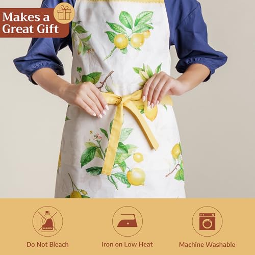 Maison d' Hermine Aprons for women with Pocket 100% Cotton (27.50"x31.50") - color: 002 - Limoncello