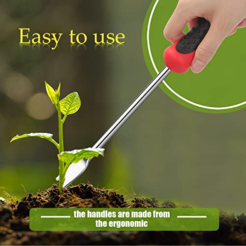 CHENGU 2 Pack Dandelion Weeder Tool with Handle, Polished Aluminum Alloy Weed Puller, Two-Pronged Fork Weeder Tool for Lawn Yard Farmland Gardening Transplant Plant