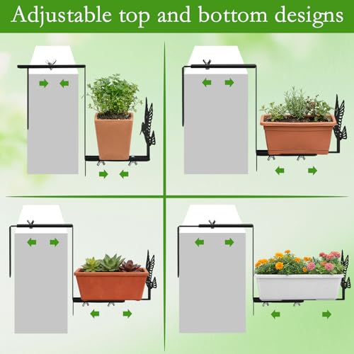 Chumia 4 Pcs Window Box Brackets Adjustable Planter Box Bracket for Railing