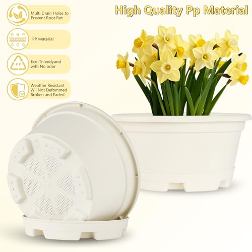 KPUVX 5 Packs 13 inch Plant Pot with Saucer - color: Beige, size: 13 inch