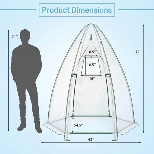 Happygrill Portable Mini Greenhouse with Windproof PE Cover & Window - color: Clear