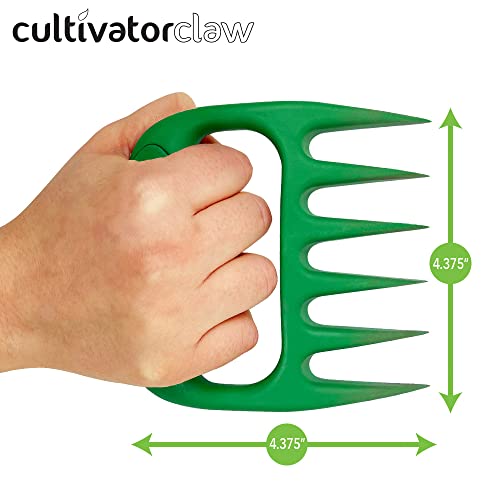 Bear Paws Cultivator Claw - Ergonomic Gardening Tools - Hand Held Garden Tool - Hand Rake - Strong Nylon Weeder - Manual Weeding, Aerating, Cultivating… - color: green