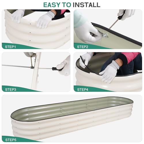 Galvanized Raised Garden Bed Outdoor, 8x2x1ft, Pearl White - color: Pearl White, size: 8×2×1ft (1 Pack)
