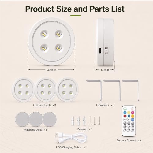 3 Pack Rechargeable Grow Light for Indoor Plants, Cordless Plant Lights
