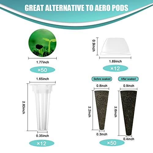 Haligo 124 pcs Seed Pod Kit for Aerogarden, Grow Anything Kit for Indoor Hydroponics Garden, Hydroponics Supplies with 50 Grow Sponges, 50 Pod Labels, 12 Baskets, 12 Planting Domes - size: 124pack