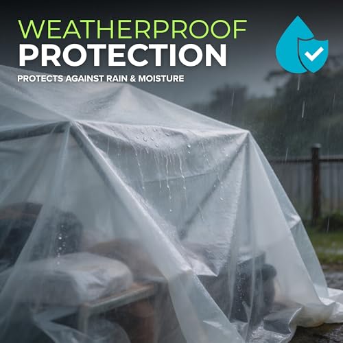 Plastic Sheeting (10' x 25') Long, 3 Mil (2 Pack) - UV Protection Poly Sheeting Polyethylene Film, Heavy Duty Greenhouse Plastic Sheeting