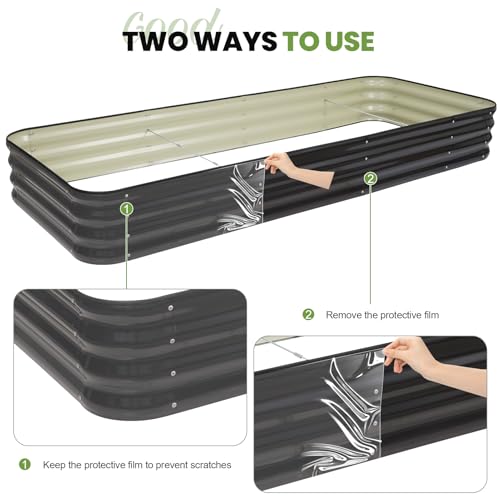 G GOOD GAIN Raised Garden Beds Outdoor, 5-in-1 Modular Metal Planter, Grey - color: Gray, size: 8x3x1ft(1pcs)
