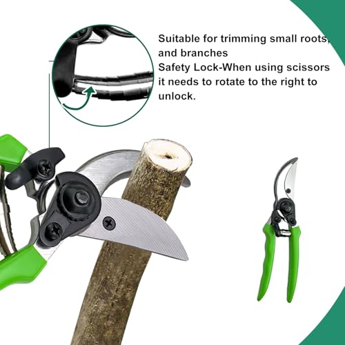 iMeshbean 3 Pieces Garden Tools Set Lopper & Pruning Shear & Tree Trimmer Pruner Ideal for Indoor & Outdoor Gardening, Branch Cutting & Plant Trimming - color: Green