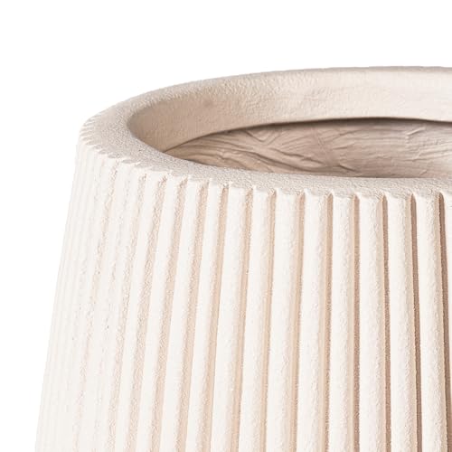 16" Pear-Shaped Fluted Planter - Handmade Fiberglass Composite - color: Off White, size: Pear-shaped