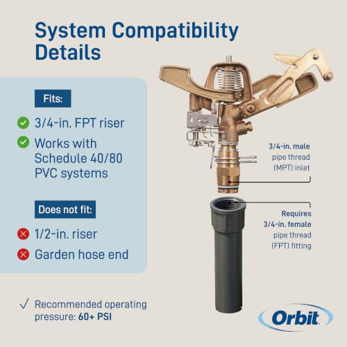 Orbit Brass Impact Sprinkler Head, Dual Nozzle, 3/4 in. MPT - 55016