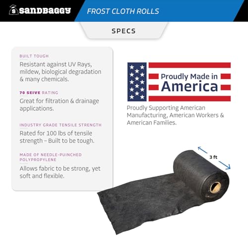 Sandbaggy Frost Cloth Rolls (3 ft x 360 ft) | Winter Cover for Shrubs, Trees, Gardens | Plant Blanket, Freeze Protection | Black, 4 oz Polypropylene (1 roll) - style: 1 roll - 3 ft x 360 ft