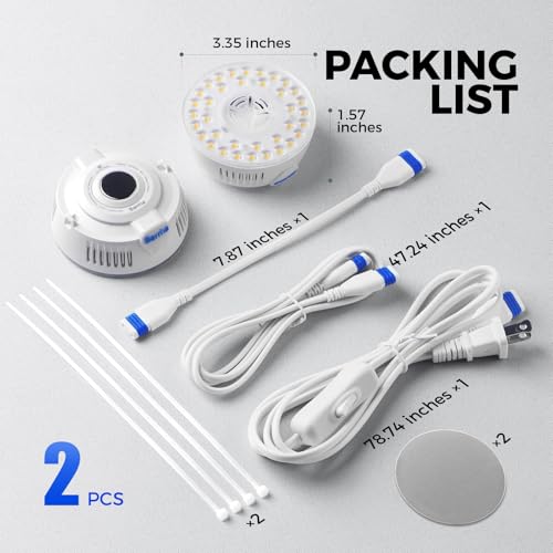 Barrina Orbgrow OG09 Puck Grow Light, 18W(2 x 9W), 5000K, 2 Packs, White - color: 5000K-White Cover, size: 2 Packs without Timer