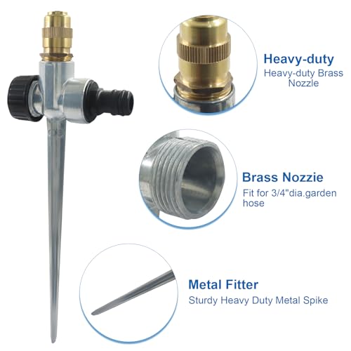 4 Pcs Metal Lawn Sprinklers, 360° Coverage, Brass, Aluminum Alloy - color: Grey,4pcs