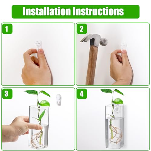 Fasmov 6 Pack Wall Hanging Glass Planters, Terrarium Holders for Air Plants, Succulents, Flowers - Square, Clear Vase Containers for Plant Display and Decoration - size: 2.36"L x 2.36"W x 6"H