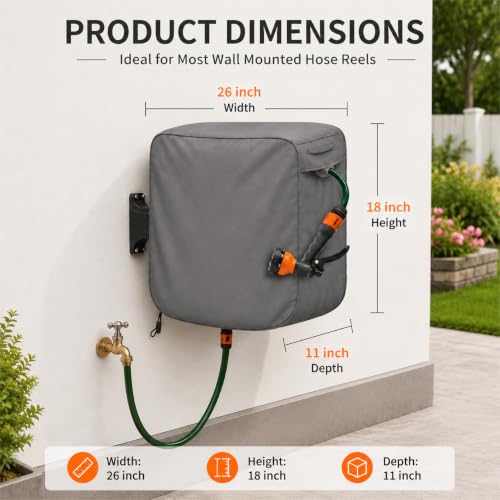 Wall Mounted Hose Reel Cover 26x11x18in 420D Waterproof - color: Retractable - Hose Reel Wall-mounted Cover