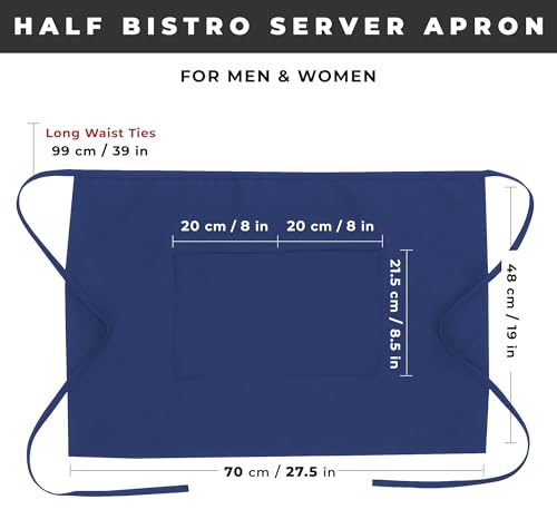 Chef Works Unisex Half Bistro Server Apron - color: Royal, 1 Pack