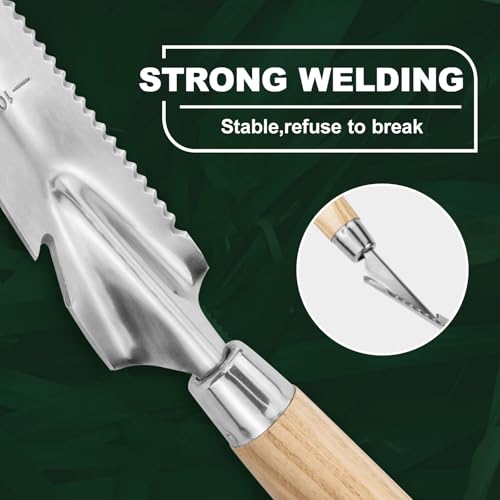 Hand Weeder Puller, 5-in-1 Garden Trowel with Solid Wooden Handle - size: Marked Weeding Trowel