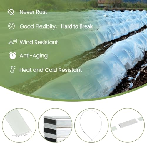 Greenhouse Hoops 36pcs, Sunwuk Garden Hoops for 1-3.5ft Wide Raised Bed, 9 Sets of 5.6ft Long Super Bendable Fiberglass Support Hoops Frame, Mini Greenhouse Strip for Row Cover (S Size) - style: 36pcs
