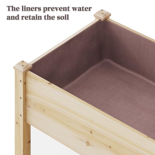 Wooden Planter Elevated Wooden Raised Garden Bed with Legs Planter Box - color: Natural, size: 48*24*30.5IN