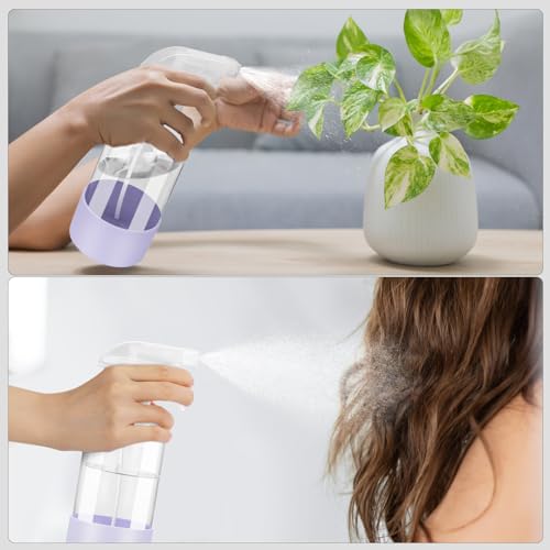 Glass Spray Bottles - 2 Pack 16 oz Clear Spray Bottles with Silicone Sleeve - color: Purple