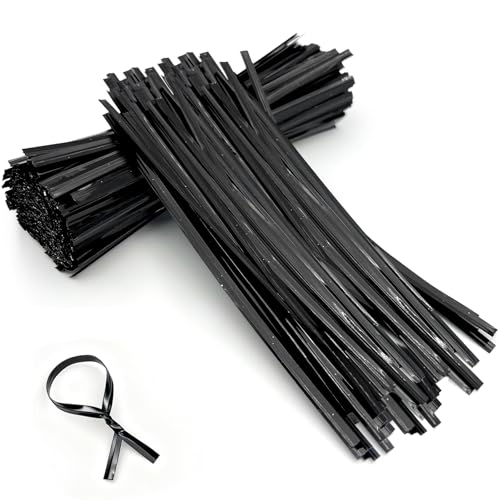 800-Pack Premium Black Plastic-Coated Twist Ties – Durable, Reusable Bag and Cord Fasteners for Home, Garden, and Travel Use