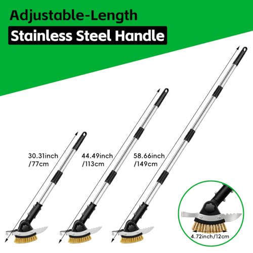 Crack Weeder Tool,3-in-1 Crevice Cleaning Tool with Adjustable Long Handle